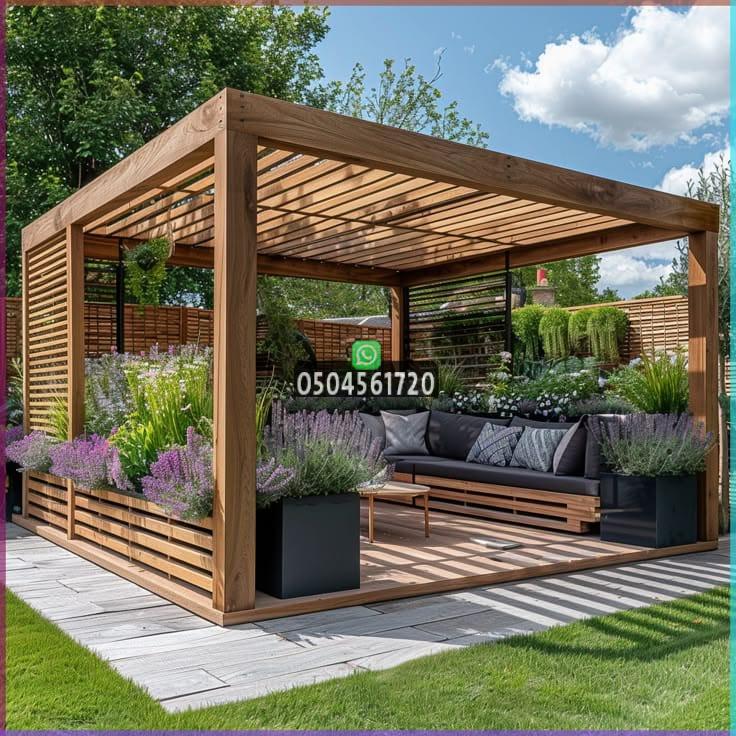 برجولات خشب للحدائق في جدة: احدث التصاميم والأشكال